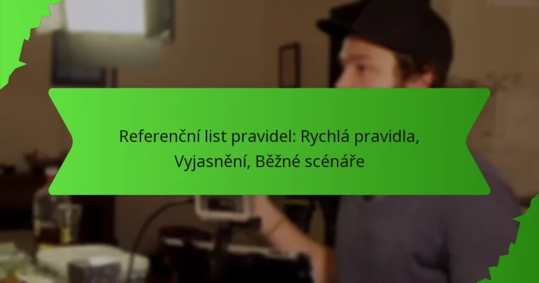 Referenční list pravidel: Rychlá pravidla, Vyjasnění, Běžné scénáře