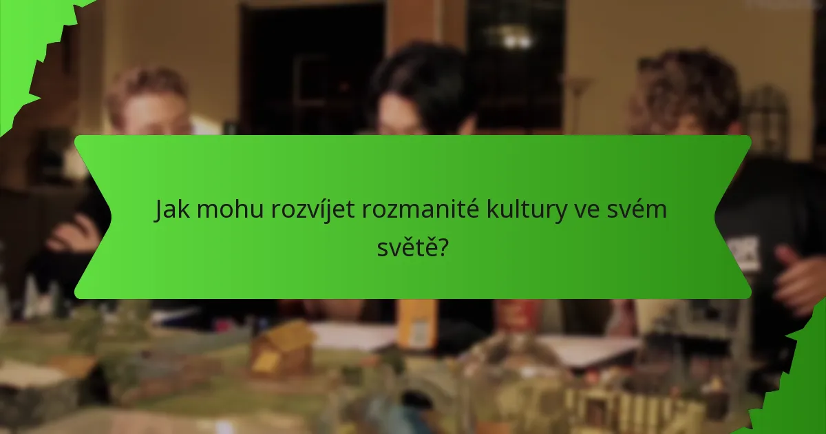 Jak mohu rozvíjet rozmanité kultury ve svém světě?