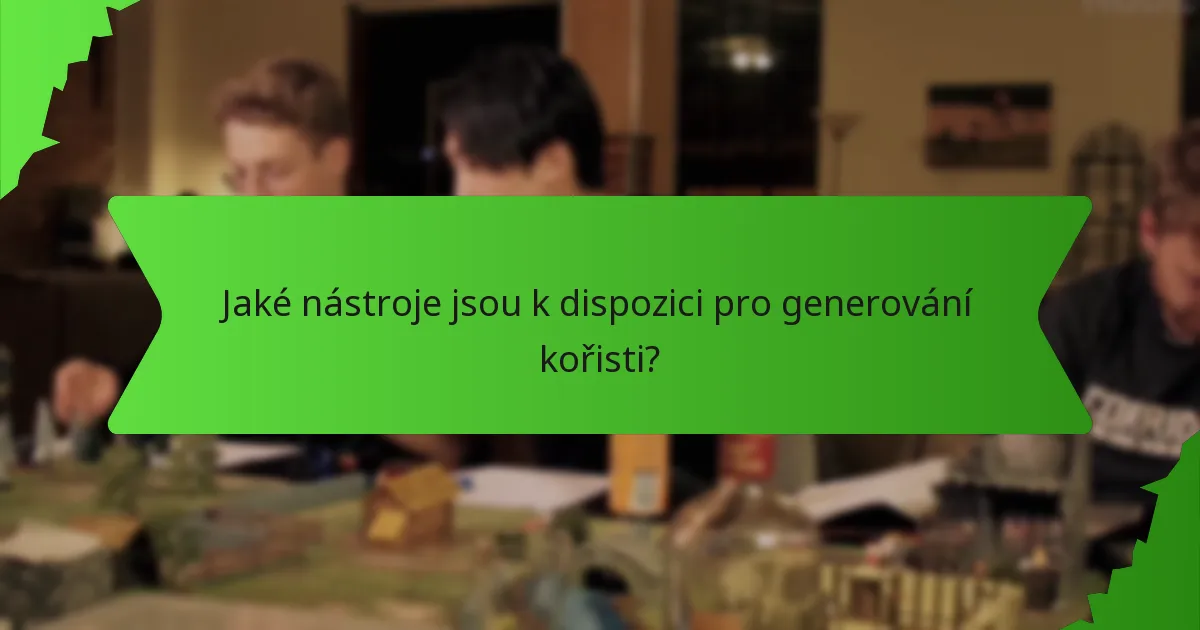 Jaké nástroje jsou k dispozici pro generování kořisti?