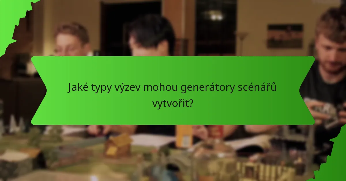 Jaké typy výzev mohou generátory scénářů vytvořit?